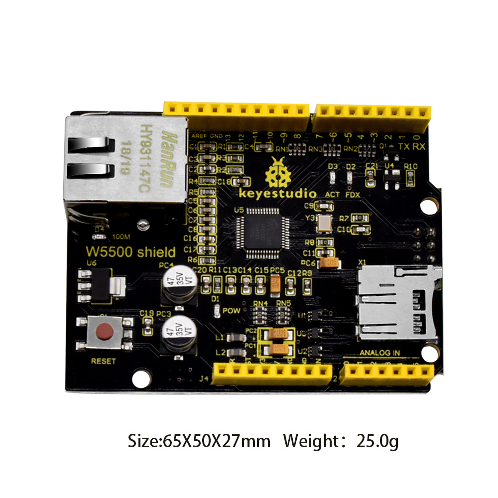 Keyestudio W5500 Ethernet Shie - Ethernet Module W5500 reseña y precio